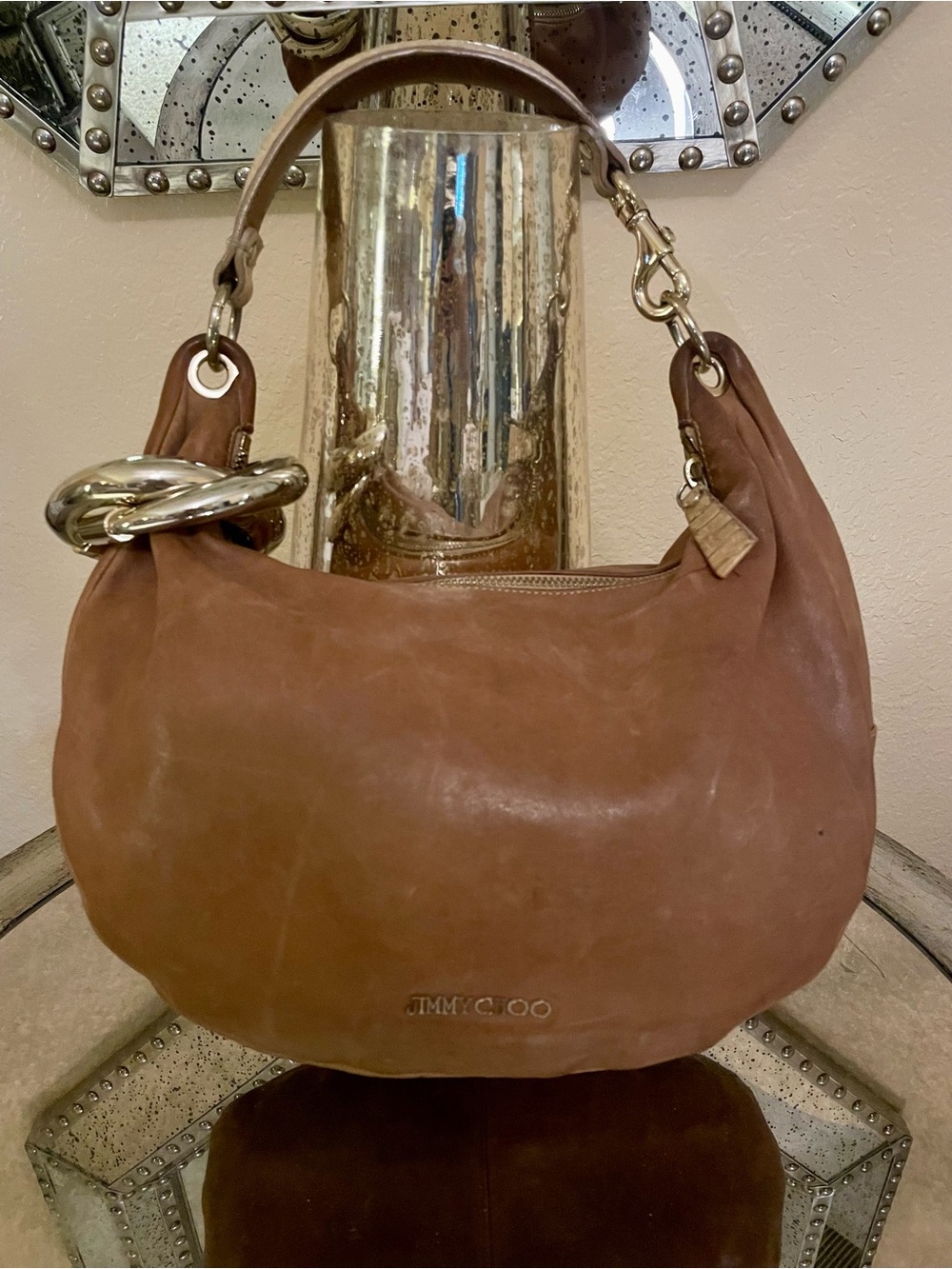 Jimmy Choo Solar Hobo Shoulder Bag - Tan with dust bag/authentication card